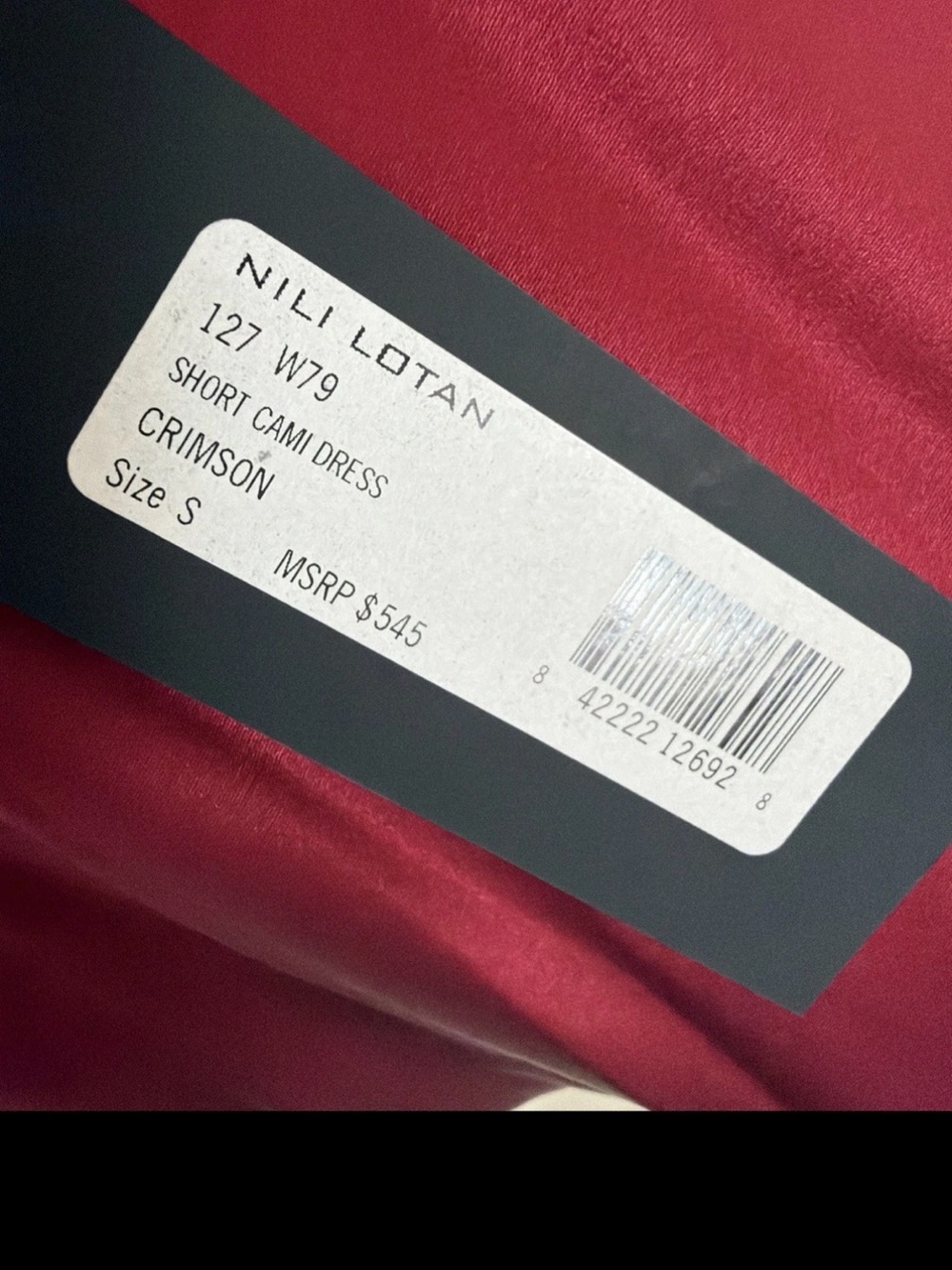Nili Lotan crimson short cami dress size S never worn - Picture 3 of 4